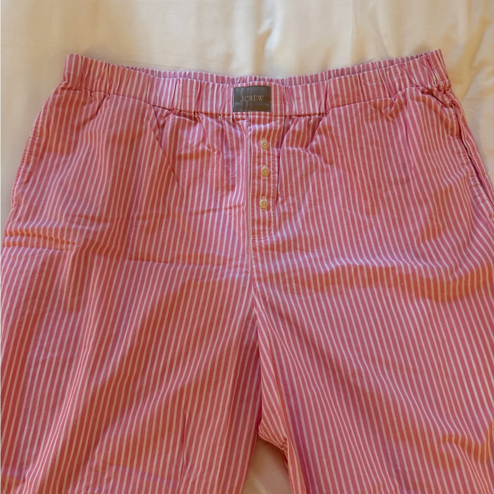 J.Crew Pink Striped Poplin Pants